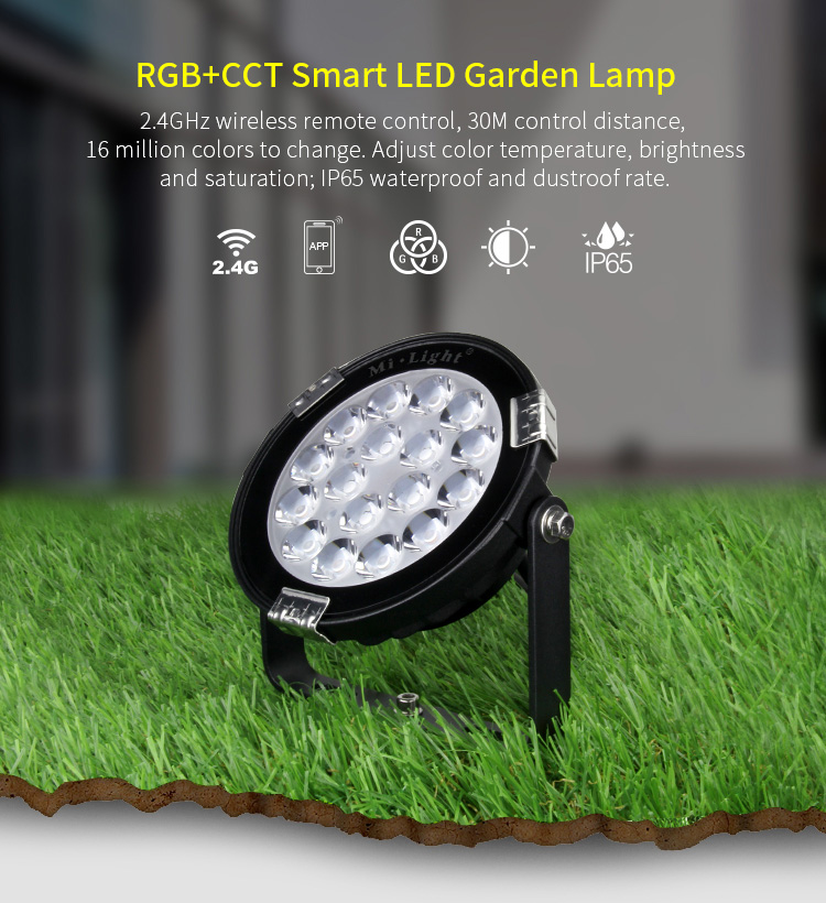 9W RGB+CCT LED Garden Light, DC 24V